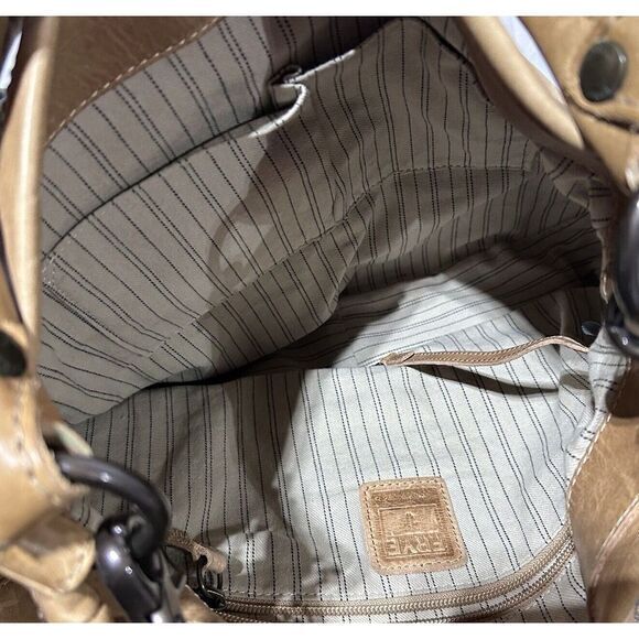 Frye Melissa Hobo Shoulder Bag Beige Washed Leather Matching Wallet‎ Purse Set - Picture 7 of 13